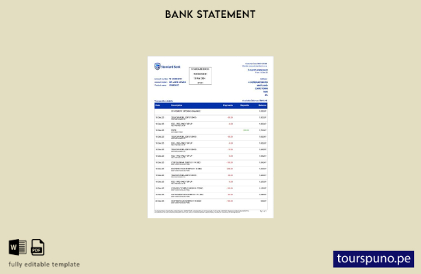 listo para imprimir plantilla de Word   extracto bancario de Standard Bank Ronde